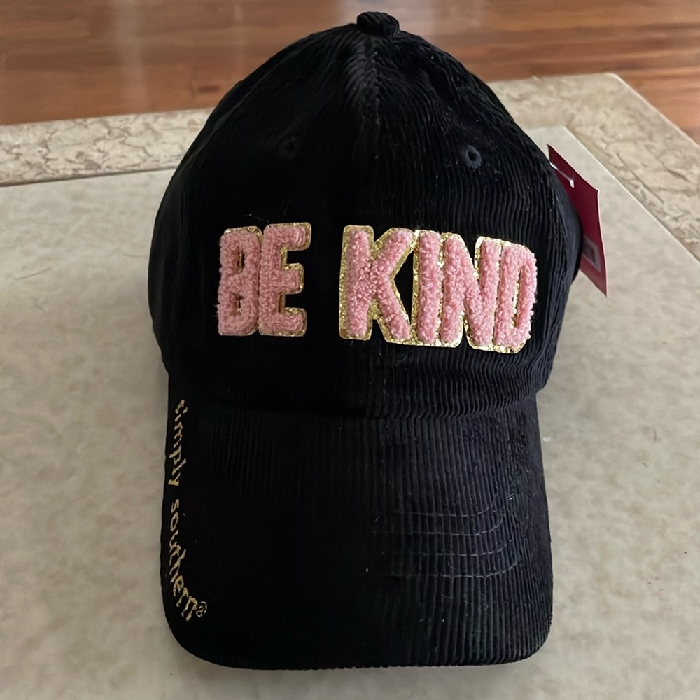 Simply Southern black and pink corduroy Be Kind hat BRAND NEW WITH TAGS!